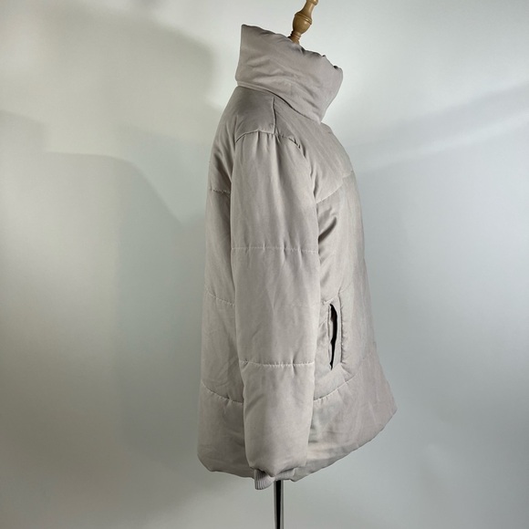 NWT ROMEO & JULIET $228 Funnel Neck Puffer Coat Cream/Gray Womens Small - Picture 6 of 10